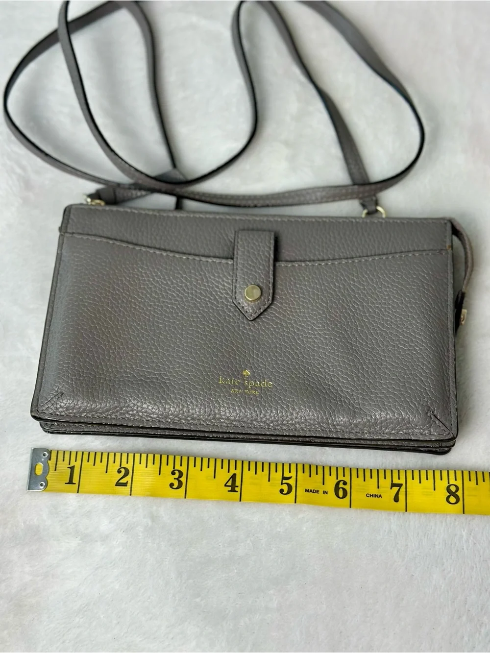 kate spade Jackson Gray Pebbled Leather Crossbody Wallet Bag